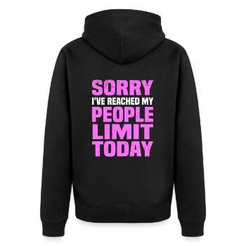 Misanthrop Menschenhasser Asozial Introvertiert - Unisex Premium Bio Zip Hoodie - Schwarz - Hinten - Nico (187cm)