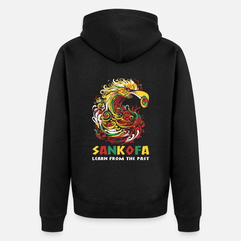 « Sankofa apprend du passé » Adinkra - Veste à capuche bio Premium Unisexe - noir