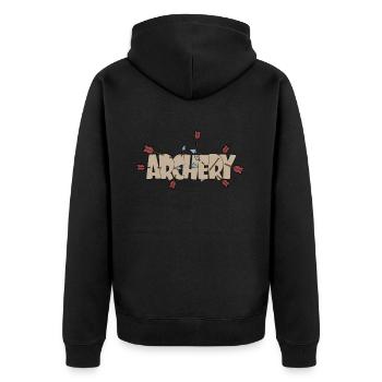 Bogenschießen - Unisex Premium Bio Zip Hoodie - Schwarz - Hinten - Nico (187cm)