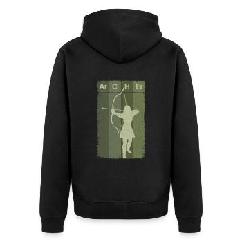 Bogenschießen - Unisex Premium Bio Zip Hoodie - Schwarz - Hinten - Nico (187cm)
