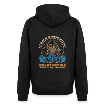 Bogenschießen - Unisex Premium Bio Zip Hoodie - Schwarz - Hinten - Nico (187cm)
