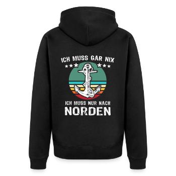 Nordener Sprüche - Unisex Premium Bio Zip Hoodie - Schwarz - Hinten - Nico (187cm)