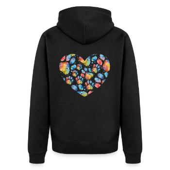 Colorful Paw Prints Watercolor Dog Paws Heart Dog - Unisex Premium Bio Zip Hoodie - Schwarz - Hinten - Nico (187cm)