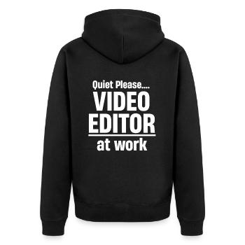 Quiet Please Éditeur vidéo au travail - Veste à capuche bio Premium Unisexe - noir - Dos - Nico (187cm)
