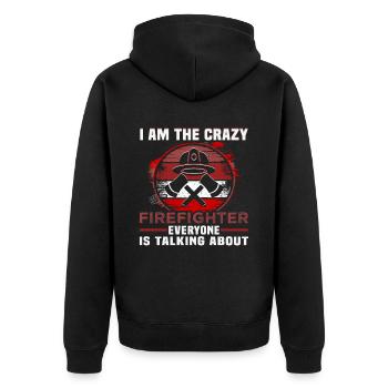 Firefighter Birthday Firefighter - Unisex Premium Organic Zip Hoodie - black - Back - Nico (187cm)