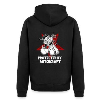 Magische Dunkle Kunst Okkulte Hexen Designs - Unisex Premium Bio Zip Hoodie - Schwarz - Hinten - Nico (187cm)