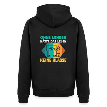 Bester Lehrer Rente Geschenkidee Schüler - Unisex Premium Bio Zip Hoodie - Schwarz - Hinten - Nico (187cm)