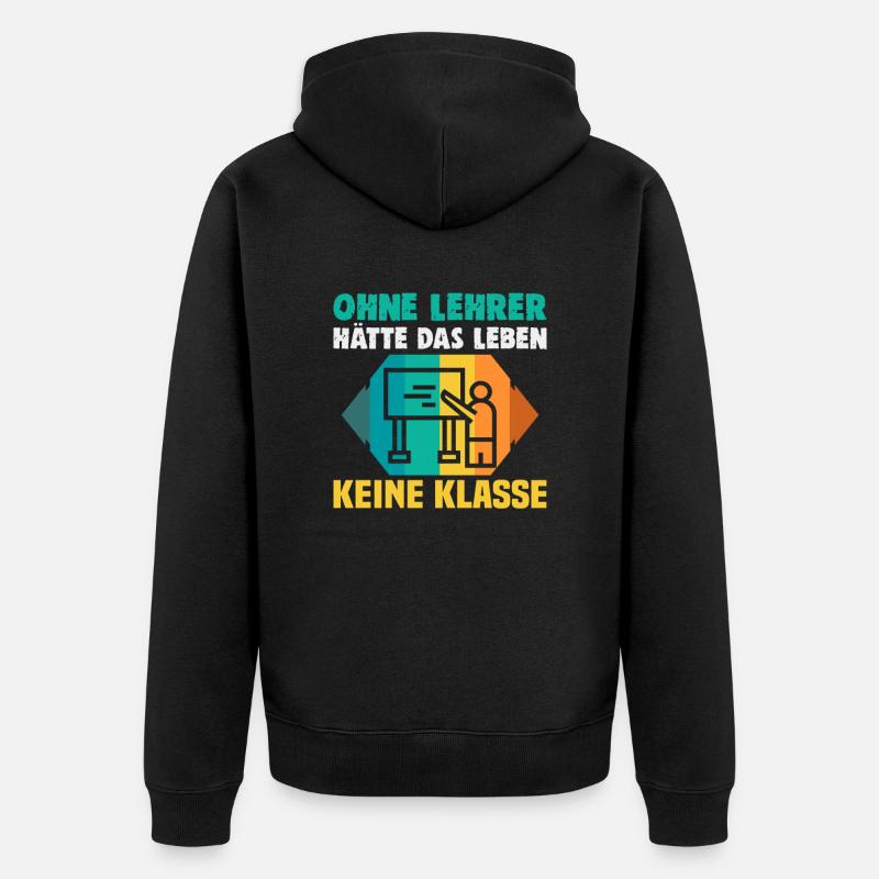 Bester Lehrer Rente Geschenkidee Schüler - Unisex Premium Bio Zip Hoodie - Schwarz
