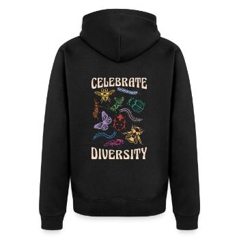 Entomologist Celebrate Diversity Insect Collecting - Unisex Premium Bio Zip Hoodie - Schwarz - Hinten - Nico (187cm)