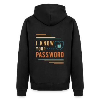 Cybersecurity I Know Your Password Data Protection - Unisex Premium Bio Zip Hoodie - Schwarz - Hinten - Nico (187cm)