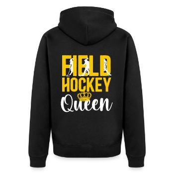 Field Hockey Queen Field Hockey - Unisex Premium Bio Zip Hoodie - Schwarz - Hinten - Nico (187cm)