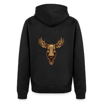 Elch Kopf Tier - Unisex Premium Bio Zip Hoodie - Schwarz - Hinten - Nico (187cm)