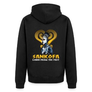 "Sankofa learning from the past" Adinkra - Unisex Premium Organic Zip Hoodie - black - Back - Nico (187cm)