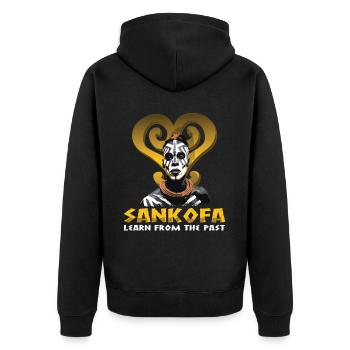 "Sankofa learning from the past" Adinkra - Unisex Premium Organic Zip Hoodie - black - Back - Nico (187cm)