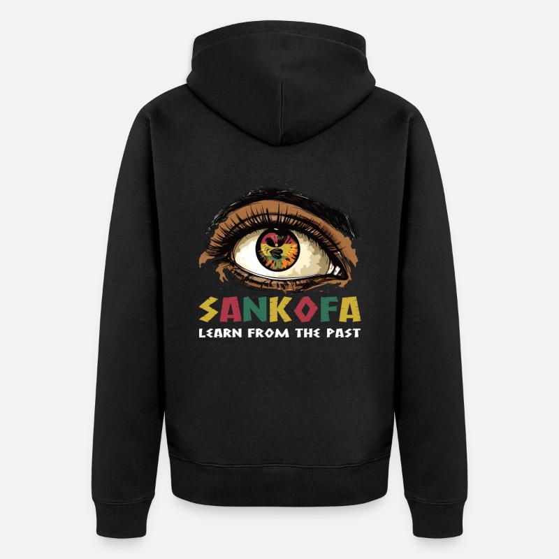 Art « Sankofa apprenant du passé » - Veste à capuche bio Premium Unisexe - noir