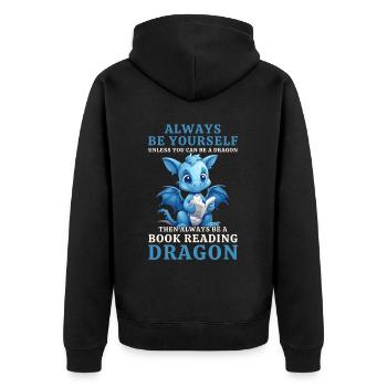 « Sois toujours toi-même » - Livres de lecture Blue Dragon - Veste à capuche bio Premium Unisexe - noir - Dos - Nico (187cm)