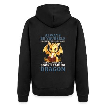 « Sois toujours toi-même » - Livres de lecture Yellow Dragon - Veste à capuche bio Premium Unisexe - noir - Dos - Nico (187cm)