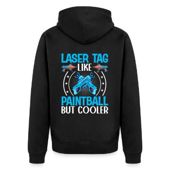 Spieler - Unisex Premium Bio Zip Hoodie - Schwarz - Hinten - Nico (187cm)
