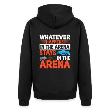 Laser Tag - Unisex Premium Bio Zip Hoodie - Schwarz - Hinten - Nico (187cm)