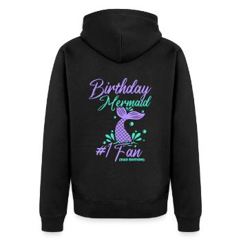 Geburtstags Party Meerjungfrau Family Matching - Unisex Premium Bio Zip Hoodie - Schwarz - Hinten - Nico (187cm)
