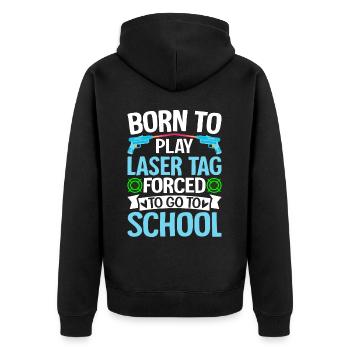 Spieler - Unisex Premium Bio Zip Hoodie - Schwarz - Hinten - Nico (187cm)