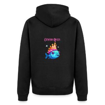 Catfish Queen Cartoon - Pour les pêcheuses - Veste à capuche bio Premium Unisexe - noir - Dos - Nico (187cm)