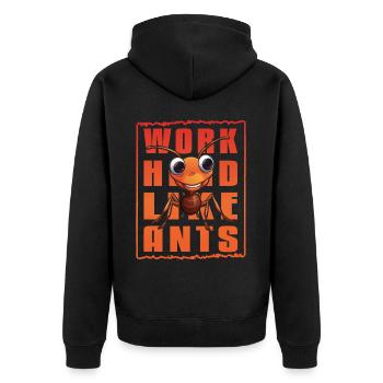 Work Hard Like Ants Ants - Unisex Premium Organic Zip Hoodie - black - Back - Nico (187cm)