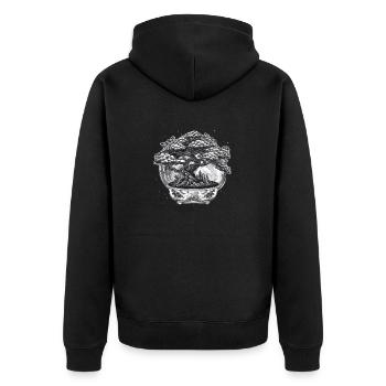 Bonsai Tree, Bonsai Tree, Flower Pot, Vintage Bonsai - Unisex Premium Organic Zip Hoodie - black - Back - Nico (187cm)