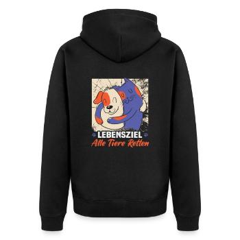 Hunderettungs Designs Für Tierrechtsaktivisten - Unisex Premium Bio Zip Hoodie - Schwarz - Hinten - Nico (187cm)