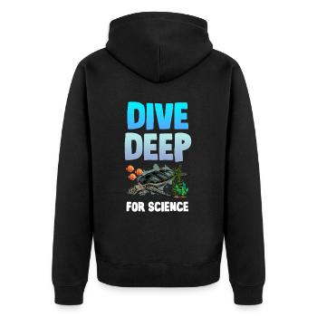 Dive deep into the science of a fun - Unisex Premium Organic Zip Hoodie - black - Back - Nico (187cm)
