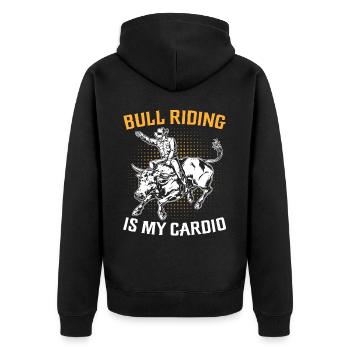 Stierreiter Cowboy - Unisex Premium Bio Zip Hoodie - Schwarz - Hinten - Nico (187cm)