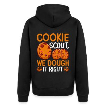 Funny Cookie Vendor - Unisex Premium Organic Zip Hoodie - black - Back - Nico (187cm)