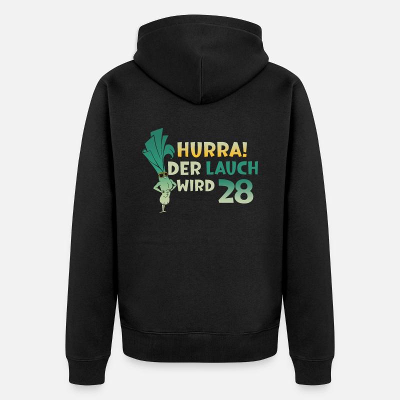 Hurra der Lauch wird 28 - Unisex Premium Bio Zip Hoodie - Schwarz