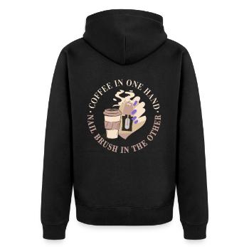 Coffee Lover Manicurist Funny Nail Artist Saying M - Unisex Premium Bio Zip Hoodie - Schwarz - Hinten - Nico (187cm)