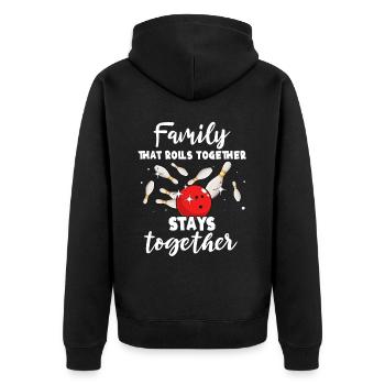 Bowlingspieler Familie Familienbowling - Unisex Premium Bio Zip Hoodie - Schwarz - Hinten - Nico (187cm)