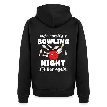 Bowlingspieler Familie Familienbowling - Unisex Premium Bio Zip Hoodie - Schwarz - Hinten - Nico (187cm)
