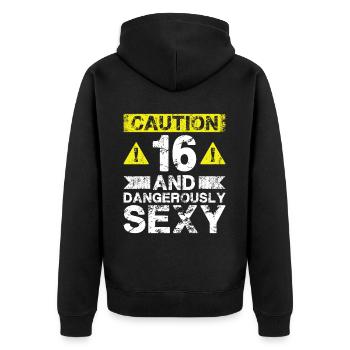16 Dangereusement Sexy - 16e anniversaire - Veste à capuche bio Premium Unisexe - noir - Dos - Nico (187cm)