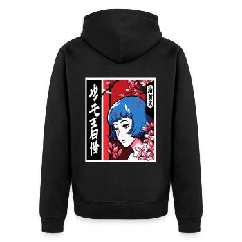 Cartoon Manga Anime: The Cherry Blossom Girl - Unisex Premium Organic Zip Hoodie - black - Back - Nico (187cm)