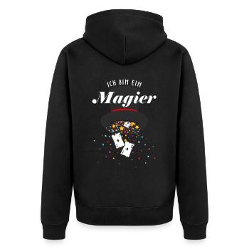 Kartenmagie Kartenzauber Kartentricks Kartenspiel - Unisex Premium Bio Zip Hoodie - Schwarz - Hinten - Nico (187cm)