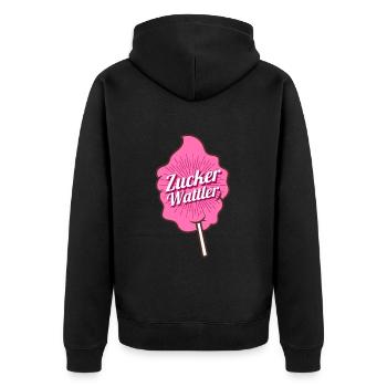 Zucker Wattler - Jahrmarkt- und Karnevalsliebhaber - Unisex Premium Bio Zip Hoodie - Schwarz - Hinten - Nico (187cm)