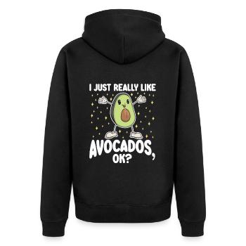 Avocado I like avocados - Unisex Premium Organic Zip Hoodie - black - Back - Nico (187cm)
