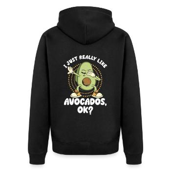 Avocado I like avocados - Unisex Premium Organic Zip Hoodie - black - Back - Nico (187cm)
