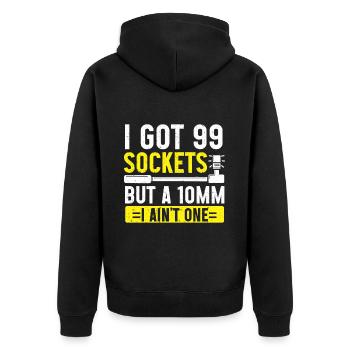 Mechaniker Geschenk - Unisex Premium Bio Zip Hoodie - Schwarz - Hinten - Nico (187cm)