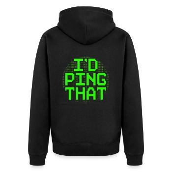 Netzwerkadministrator I'd Ping That - Unisex Premium Bio Zip Hoodie - Schwarz - Hinten - Nico (187cm)