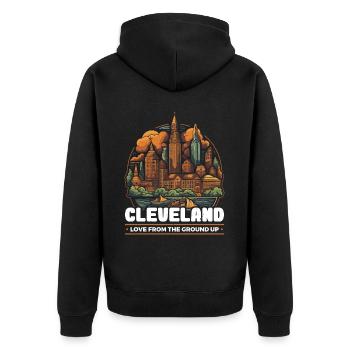 État de Cleveland, Ohio, États-Unis, États-Unis - Veste à capuche bio Premium Unisexe - noir - Dos - Nico (187cm)