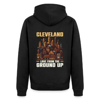 État de Cleveland, Ohio, États-Unis, États-Unis - Veste à capuche bio Premium Unisexe - noir - Dos - Nico (187cm)