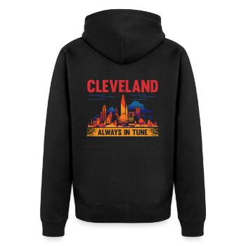 Bundesstaat Cleveland, Ohio, USA, Amerika, Vereinigte Staaten - Unisex Premium Bio Zip Hoodie - Schwarz - Hinten - Nico (187cm)