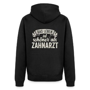 Lustige Zahnarzt Zähne Zahnmedizin Zahnarztpraxis - Unisex Premium Bio Zip Hoodie - Schwarz - Hinten - Nico (187cm)