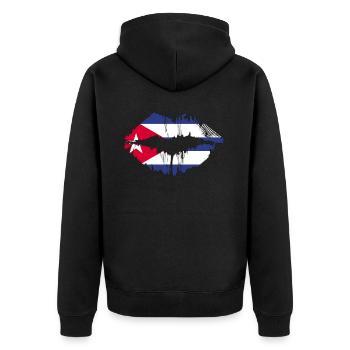 Republic Of Cuba Cuban Country Flag Kiss Lips - Unisex Premium Bio Zip Hoodie - Schwarz - Hinten - Nico (187cm)