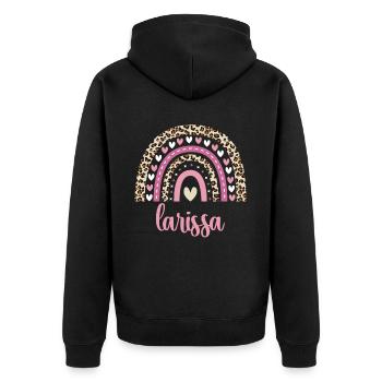 Larissa Regenbogen Name Geburtstag Larissa - Unisex Premium Bio Zip Hoodie - Schwarz - Hinten - Nico (187cm)
